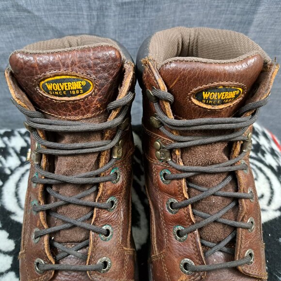 %Wolverine all leather dura shock work boots Men Leather Brown Size 8 / D1 main image 14